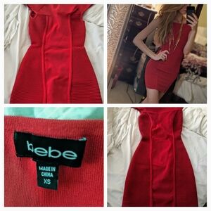 bebe Sexy Red Bandage Mini Dress - EUC